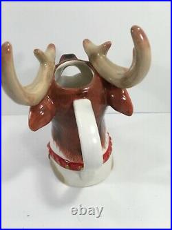 Target Threshold reindeer drink pitcher Ceramic Christmas Hot Cocoa HTF Rare