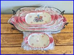 Temptations By Tara 9 pc Ceramic Christmas Holiday Tray Santa Old World Platters