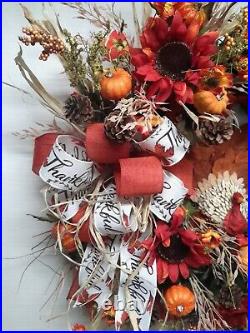Thanksgiving Wreath Fall Turkey Wall decor Autumn Harvest Door Wreath