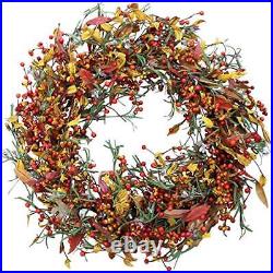 The Wreath Depot Appalachia Berry Silk Fall Door Wreath 24 inch, Handcrafted