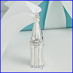 Tiffany Coca-Cola Soda Pop Bottle Ornament in Silver Christmas Tree Decoration