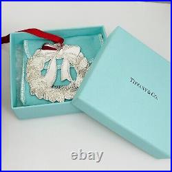 Tiffany Wreath Christmas Holiday Ornament in Sterling Silver