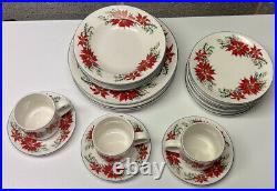 Totally Today' Poinsettia Dishes Service for Four 24 pieces Excellent Look