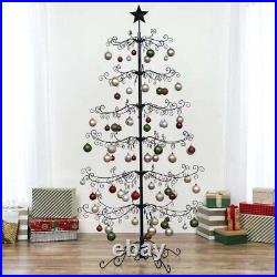 Tree Wrought Christmas Iron Ornament Display Stand Assembly Easy 6Ft Metal BLACK