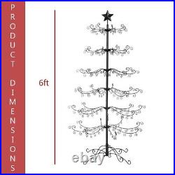 Tree Wrought Christmas Iron Ornament Display Stand Assembly Easy 6Ft Metal BLACK