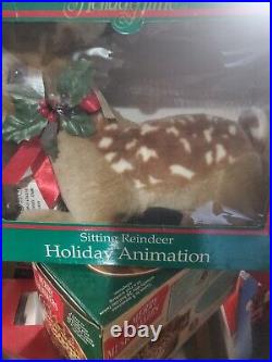 Trim A Home Animated Sitting Reindeer Christmas Decor Rare Vintage new