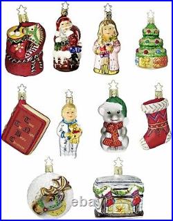 Twas The Night Before Christmas Glass Ornaments Set 10 Inge Glas of Germany