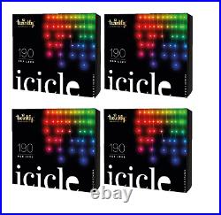 Twinkly App Controlled Icicle Light with190 Multicolor RGB LED Lights (4 Pack)
