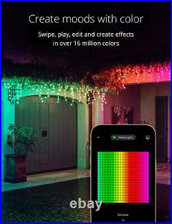Twinkly Icicle In/Outdoor App-Controlled LED Christmas Lights with 190 RGB Bulbs