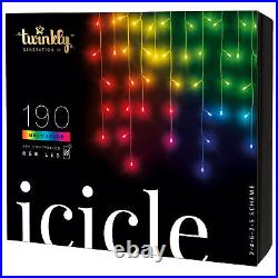 Twinkly Icicle In/Outdoor App-Controlled LED Christmas Lights with 190 RGB Bulbs