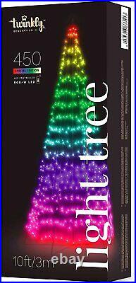 Twinkly Light Tree App-Controlled Flag-Pole Christmas Tree with 450 RGB+W, 10