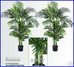 Two 4' Areca Artificial Tropical Palm Trees In Pot 504
