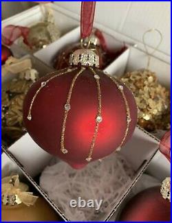 VINTAGE FRONTGATE HOLIDAY COLLECTION RED & GOLD CHRISTMAS ORNAMENTS Set Of 18