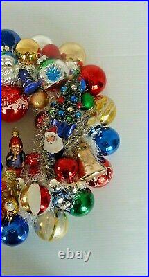 VTG CHRISTMAS ORNAMENT WREATH Mercury Glass Ornaments 16 Blue Red, Green, Gold