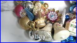 VTG CHRISTMAS ORNAMENT WREATH Mercury Glass Ornaments Multi Color 19