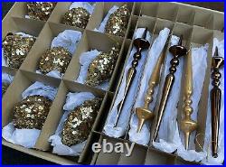 VTG Frontgate Holiday Collection Brown & Gold Christmas Ornaments Finial Sequin