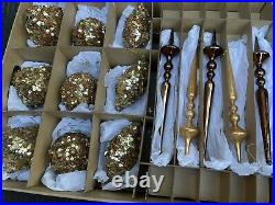VTG Frontgate Holiday Collection Brown & Gold Christmas Ornaments Finial Sequin