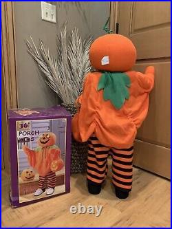VTG Halloween 36 Porch Kids Pumpkin Jack-O'-Lantern Standing Posable BoxEUC