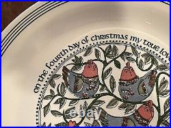 VTG SET 12 TWELVE DAYS OF CHRISTMAS 10.25 Dinner Plates Ironstone Holiday Fine