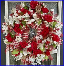 Valentine's Day Country Farmhouse Deco Mesh Front Door Decor Decoration Wreath