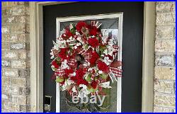 Valentine's Day Country Farmhouse Deco Mesh Front Door Decor Decoration Wreath