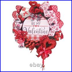 Valentine's Day Door Wreath 22 Red&White Indoor Outdoor Mesh & Ribbon Decor
