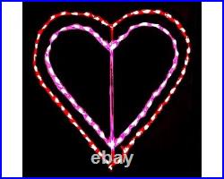 Valentine's Day Double Heart LED Animated Outdoor Decoration Wireframe