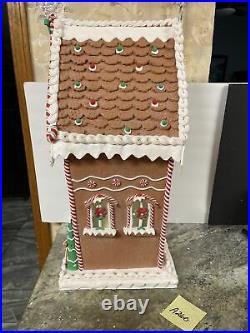Valerie Parr Hill 25 Lighted Christmas Gingerbread Peppermint Candy Cane House