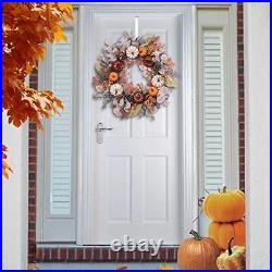 Valery Madelyn Fall Pumpkin Wreath for Front Door 24 inch Farmhouse Autumn Wr
