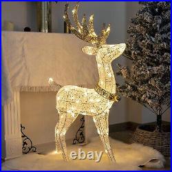 Vanthylit Reindeer Christmas Decorations, 48 Outdoor Deer Lights, Prelit Whi