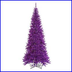 Vickerman 10' Slim Purple Ashley Spruce Christmas Tree Clear Purple Lights