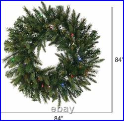 Vickerman Cashmere 84 Inch Artificial Prelit Christmas Wreath with LED Lights
