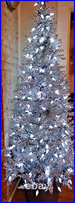 Vickerman Silver Tinsel Slim Christmas Tree 6.5 Feet