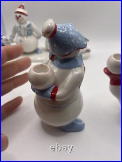 Villeroy & Boch Nordpol Penguins Snowman Decorative & 2 Of 2 Candle Holders Rare