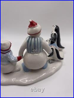 Villeroy & Boch Nordpol Penguins Snowman Decorative & 2 Of 2 Candle Holders Rare