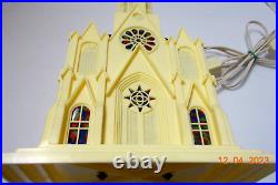Vintage 1950's Christmas MUSICAL LIGHTED CHURCH 14 tall by RAYLITE -USA Works
