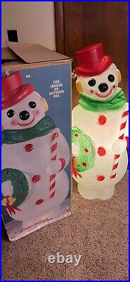 Vintage 1982 Empire 48'' Large Christmas Snowman Blow Mold in the box