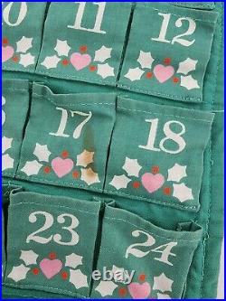 Vintage 1987 Avon Countdown to Christmas Fabric Advent Calendar with Mouse Hanging