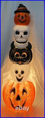 Vintage 1995 Empire Halloween Totem Pole Pumpkin Ghost Skull Cat Blow Mold READ