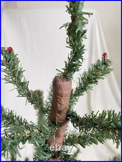 Vintage 36 Christmas GOOSE FEATHER Tree Red Berries Wooden Base 66 Branch