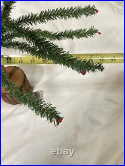 Vintage 36 Christmas GOOSE FEATHER Tree Red Berries Wooden Base 66 Branch