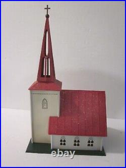Vintage 40's Tin The Country Church Candlelight & Chime Bells from Sweden Rare