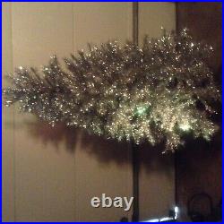 Vintage 6 foot retro tinsel Christmas tree complete with stand and color changin