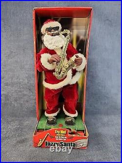 Vintage Black Jazzy Santa Claus withSaxophone Musical Jazz Christmas NEW u-11G