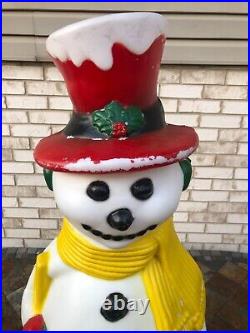 Vintage Blow Mold NOEL 39 SNOWMAN FROSTY BLOW MOLD RARE SEE ALL PICS