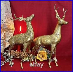 Vintage Brass Reindeer Male Bucks Christmas Rustic Gold Deer Cabin Holiday #721