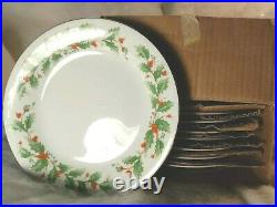 Vintage Christmas Holly Berry Fine China Pearl NOEL 44 Pieces- plate, dish, bowl