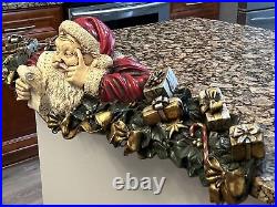 Vintage Christmas Santa Mantel Mantle 5 Stocking Holder Resin Plaster 35 Long