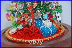 Vintage Christmas Tree Glass Dome Holiday Decoration Artist Signed Barbara Head