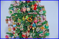 Vintage Christmas Tree Glass Dome Holiday Decoration Artist Signed Barbara Head
